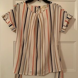 Monteau cream striped top